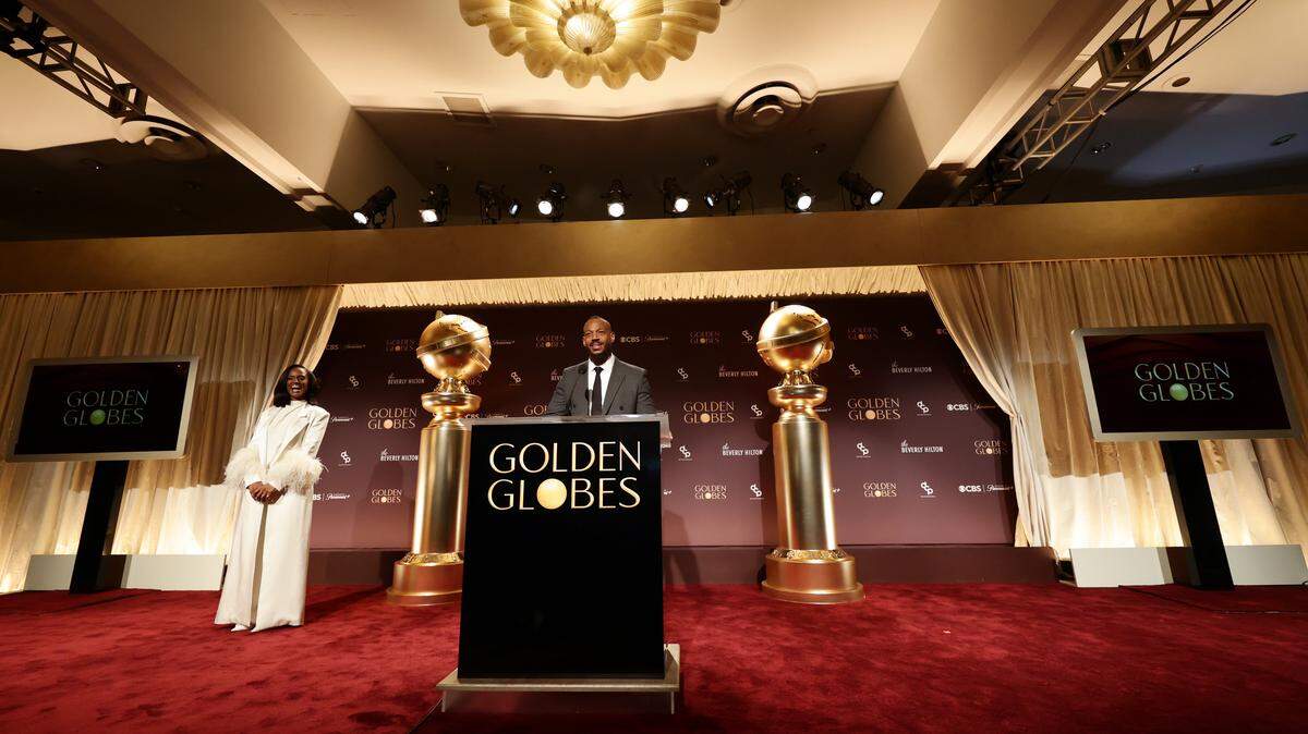 BEVERLY HILLS, CALIFORNIA - DECEMBER 08: (L-R) Skye P. Marshall and Marlon Wayans speak onstage during the nominations announcement and media preview for the 83rd Annual Golden Globes at The Beverly Hilton on December 08, 2025 in Beverly Hills, California. (Photo by Matt Winkelmeyer/Getty Images)