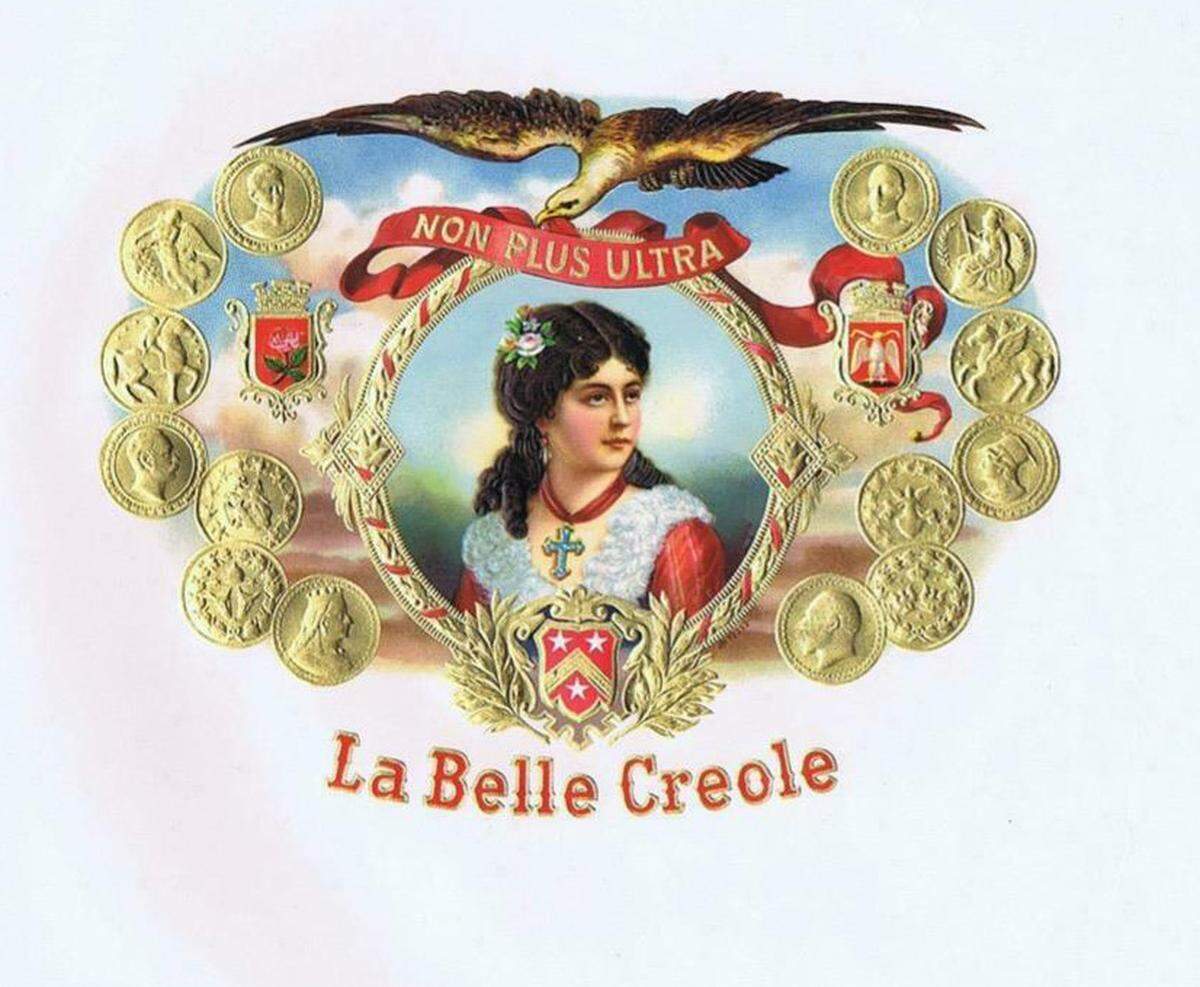 Etiqueta de caja de tabaco La Belle Creole, siglo XIX.&nbsp; 