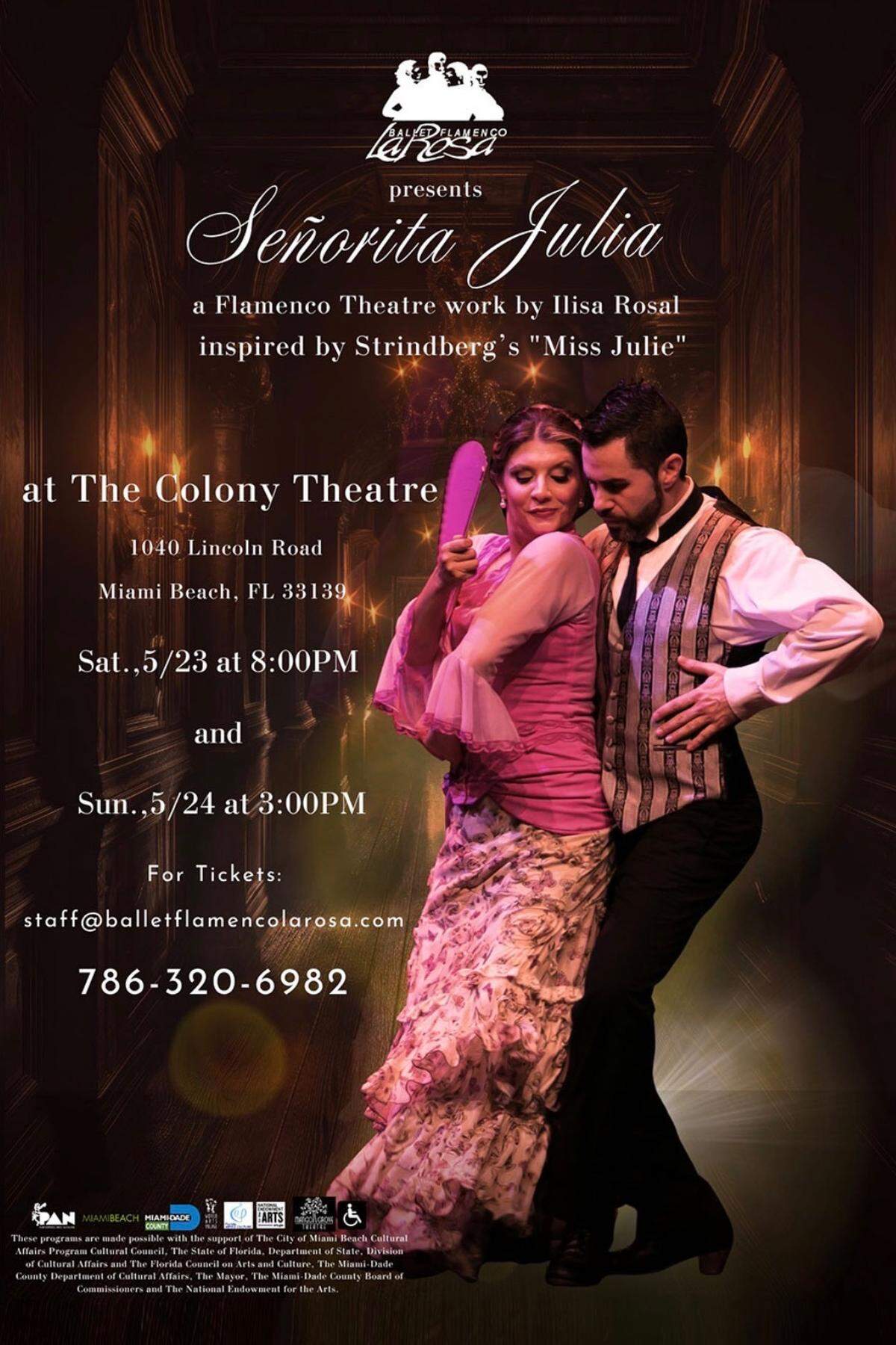 Póster digital promocional de “Señorita Julia”, del Ballet Flamenco La Rosa. 
