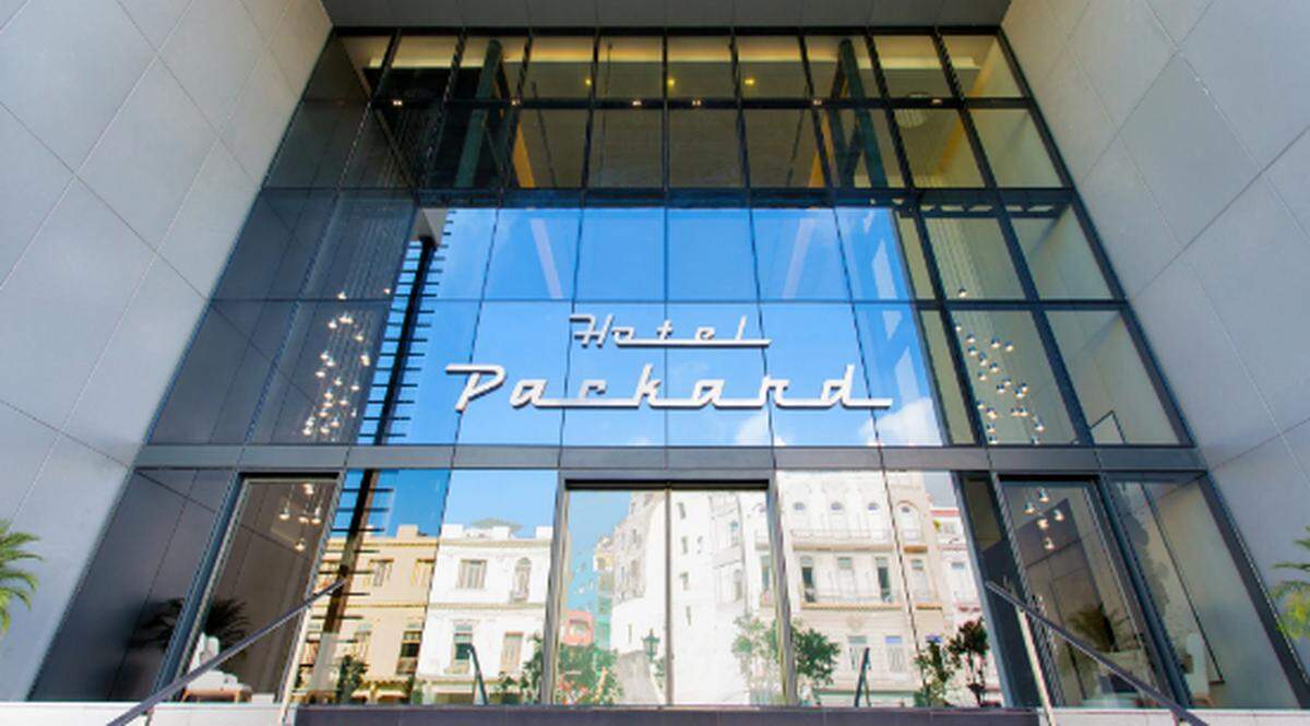 The facade of the new Hotel Packard hotel in Havana.