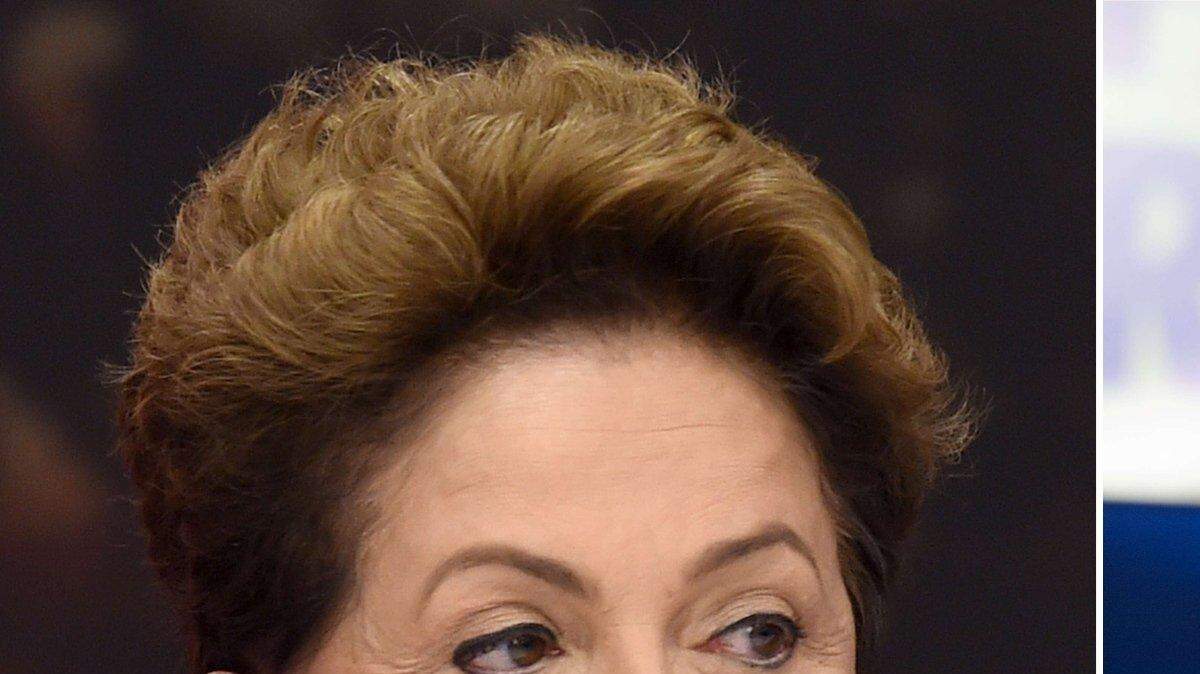 La presidenta de Brasil Dilma Rousseff y su rival socialdemócrata Aecio Neves 
