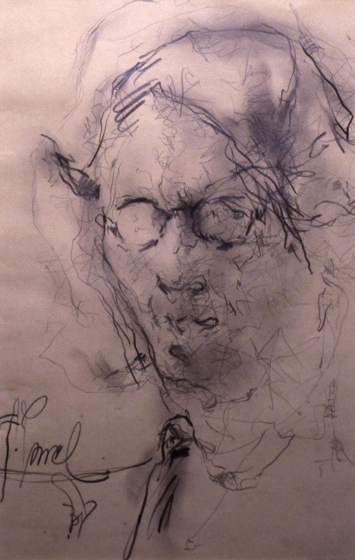 Autorretrato de Fidelio Ponce, 1941, dibujo en papel.