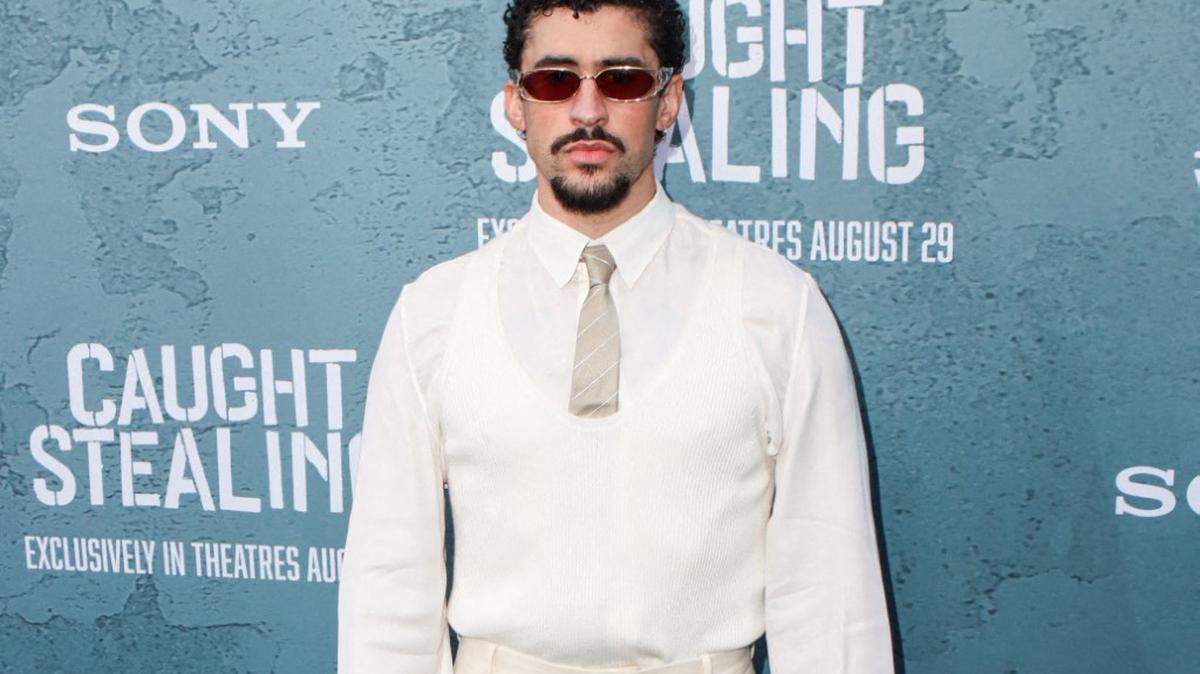 Puerto Rican rapper, singer, actor, record producer and professional wrestler Bad Bunny (Benito Antonio Martinez Ocasio) wearing Saint Laurent arrives at the New York Premiere Of Columbia Pictures' 'Caught Stealing' held at Regal Union Square in Manhattan, New York City, New York, United States. (Photo by Image Press Agency/NurPhoto) (Photo by Image Press Agency / NurPhoto via AFP)