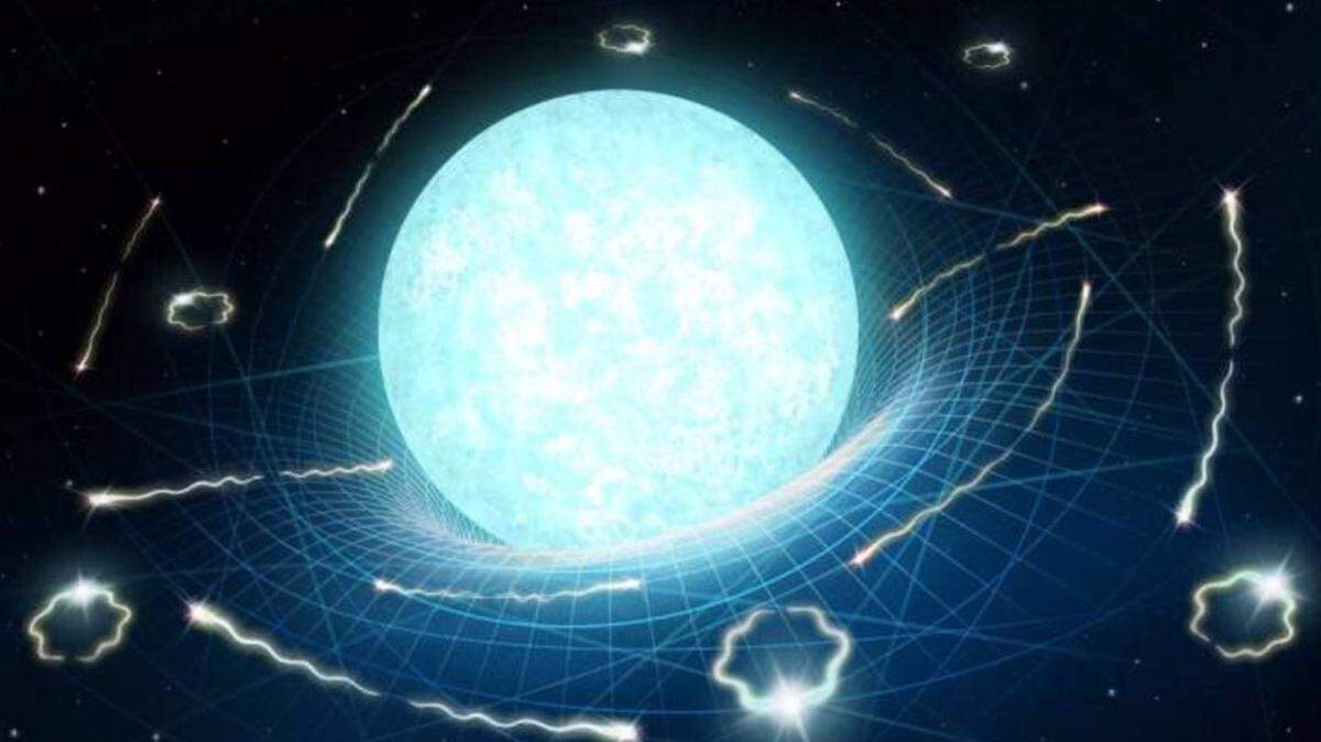 Impresión artística de una estrella de neutrones que se está “evaporando” lentamente a través de una radiación similar a la de Hawking. - DANIËLLE FUTSELAAR/ARTSOURCE.NL