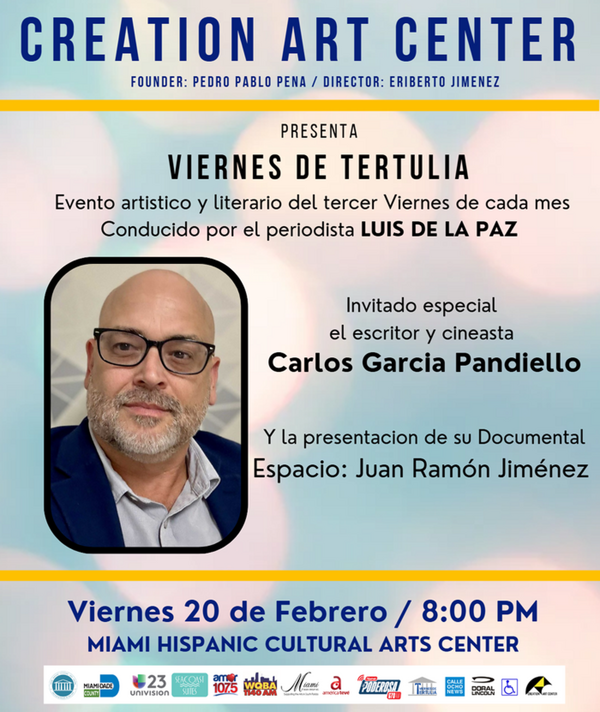Viernes de Tertulia: Documental ‘Espacio: Juan Ramón Jiménez en Miami’, con Carlos García Pandiello en el Miami Hispanic Cultural Arts Center.