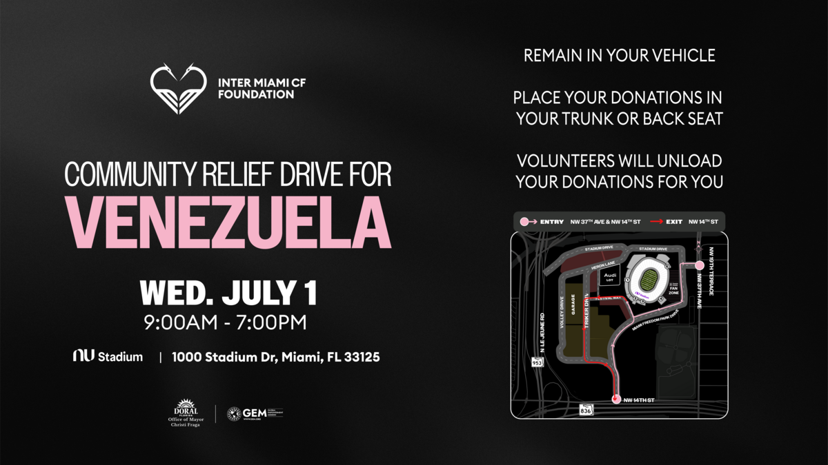 Apoya a Venezuela en el evento de donación en el Estadio Nu el 1 de julio.