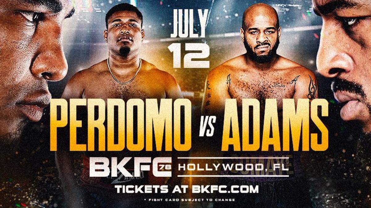 El próximo sábado 12 de julio, Leonardo Perdomo se convertirá en cabeza de cartel por primera vez en su joven carrera cuando se mida al experimentado y peligroso Arnold Adams, en la pelea estelar de BKFC Hollywood, que tendrá lugar en el Hard Rock Live del Seminole Hard Rock Hotel and Casino.