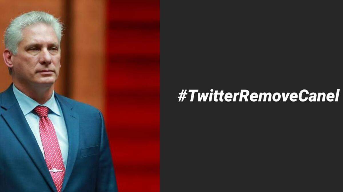 Internautas cubanos de Twitter impulsan una campaña para pedir que se remueva la cuenta del gobernante Miguel Díaz-Canel por sus constantes llamados de incitación a la violencia y represión hacia los ciudadanos.