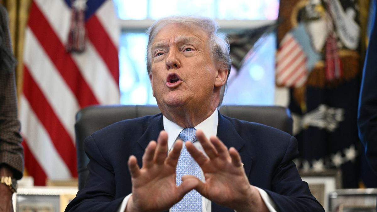 US President Donald Trump speaks during a meeting with the White House Task Force on the FIFA World Cup 2026 in the Oval Office of the White House in Washington, DC on November 17, 2025. (Photo by Brendan SMIALOWSKI / AFP) (Photo by BRENDAN SMIALOWSKI/AFP via Getty Images)