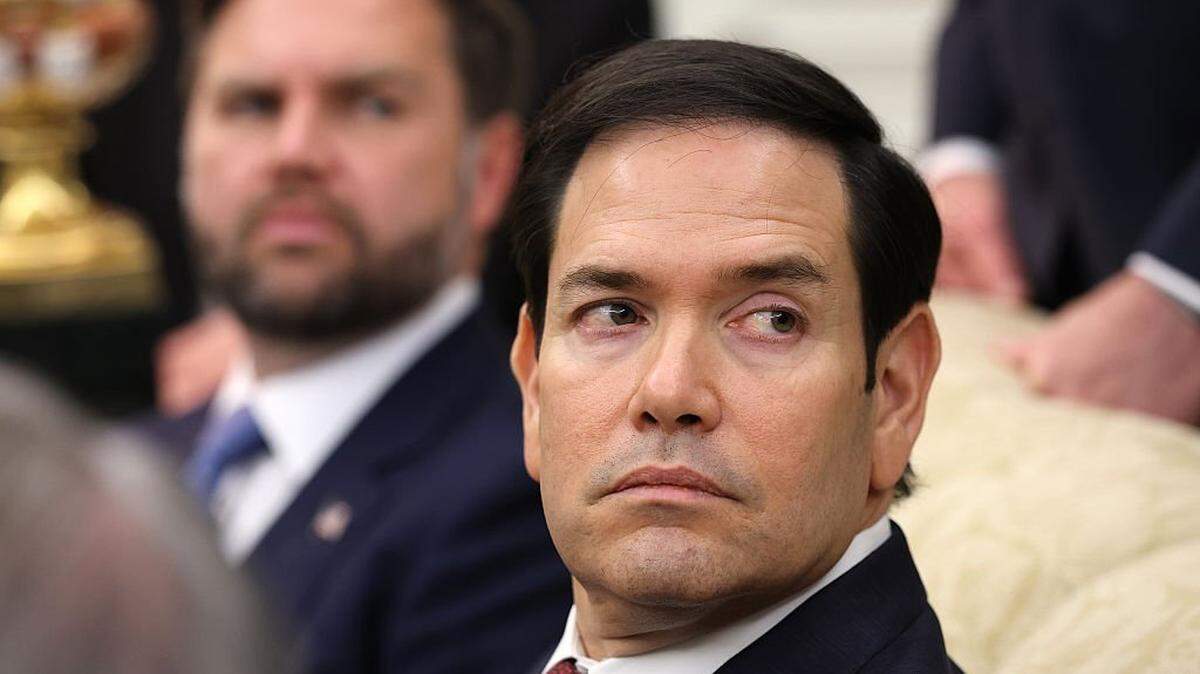 WASHINGTON, DC - NOVEMBER 18: U.S. Secretary of State Marco Rubio looks on during a bilateral meeting between U.S. President Donald Trump and Crown Prince and Prime Minister Mohammed bin Salman of Saudi Arabia in the Oval Office of the White House on November 18, 2025 in Washington, DC. Trump is hosting the crown prince for meetings aimed at strengthening economic and defense ties, including the U.S. sale of F-35 fighter jets to Saudi Arabia. (Photo by Win McNamee/Getty Images)