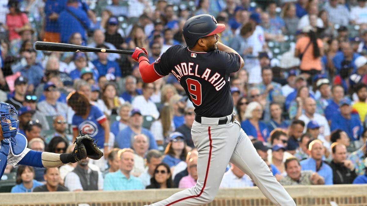 El tercera base de los Nacionales de Washington Jeimer Candelario promedia .263 y exhibe un OPS de .826. Acumula 14 jonrones, 27 dobles, 45 impulsadas y 48 anotadas en la temporada.
