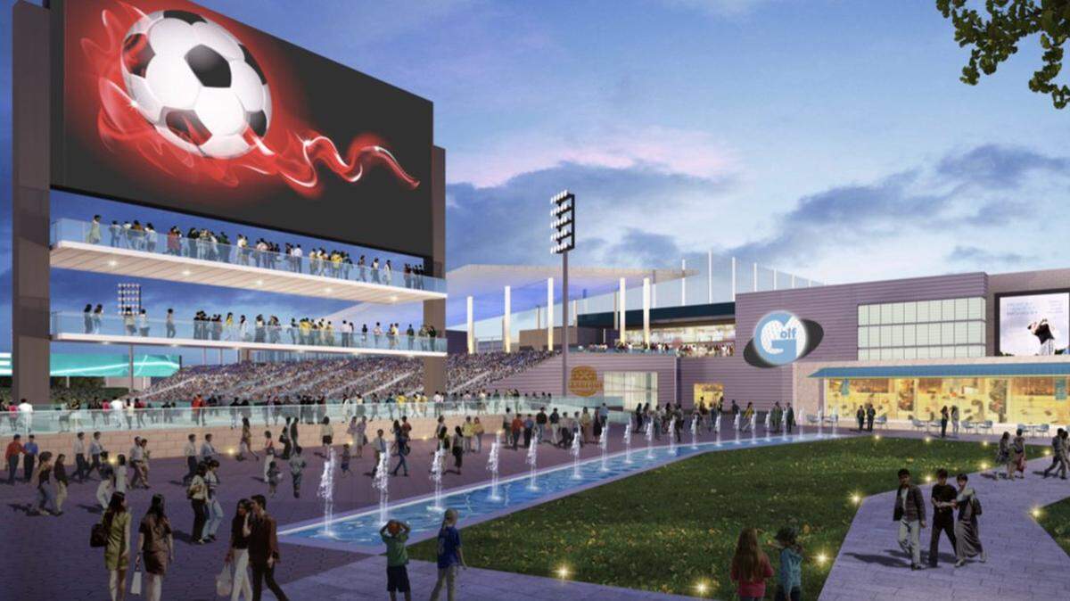 Maqueta del proyecto de FXE Soccer para un gran complejo deportivo público en un predio de 64 acres en Fort Lauderdale.