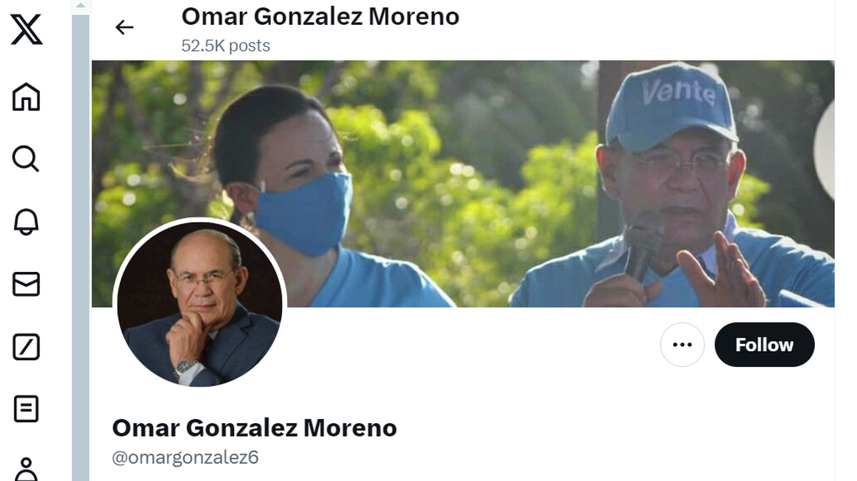 El exdiputado venezolano Omar González Moreno informó el miércoles 27 de marzo de 2024 que es uno de los seis opositores al gobierno de Nicolás Maduro acogidos en la residencia del embajador de Argentina en Caracas. Imagen tomada de su cuenta en X (antes Twitter).