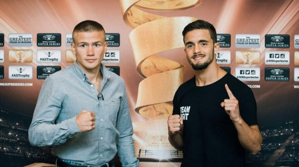 IVAN BARANCHYK (i) y Anthony Yigit posan antes de su pelea de este 27 de octubre en Nueva Orleans.