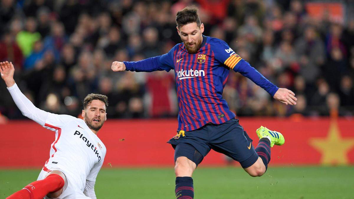 Lionel Messi anotó un gol para Barcelona que derrotó 6-1 a Sevilla, en el partido de vuelta de los cuartos de final de la Copa del Rey, celebrado el 30 de enero de 2019.