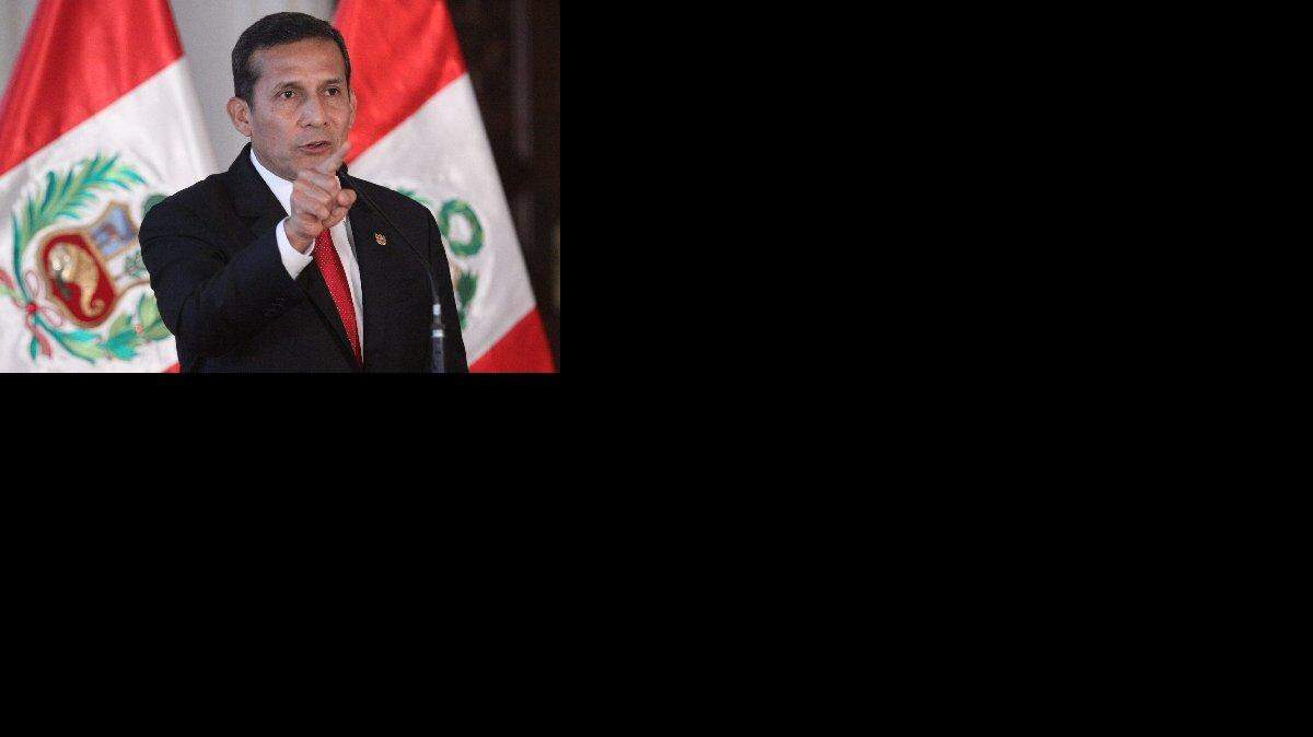 Foto cedida por la Presidencia del Perú que muestra al presidente Ollanta Humala durante una rueda de prensa el viernes 7 de junio de 2013 en Lima, Perú.