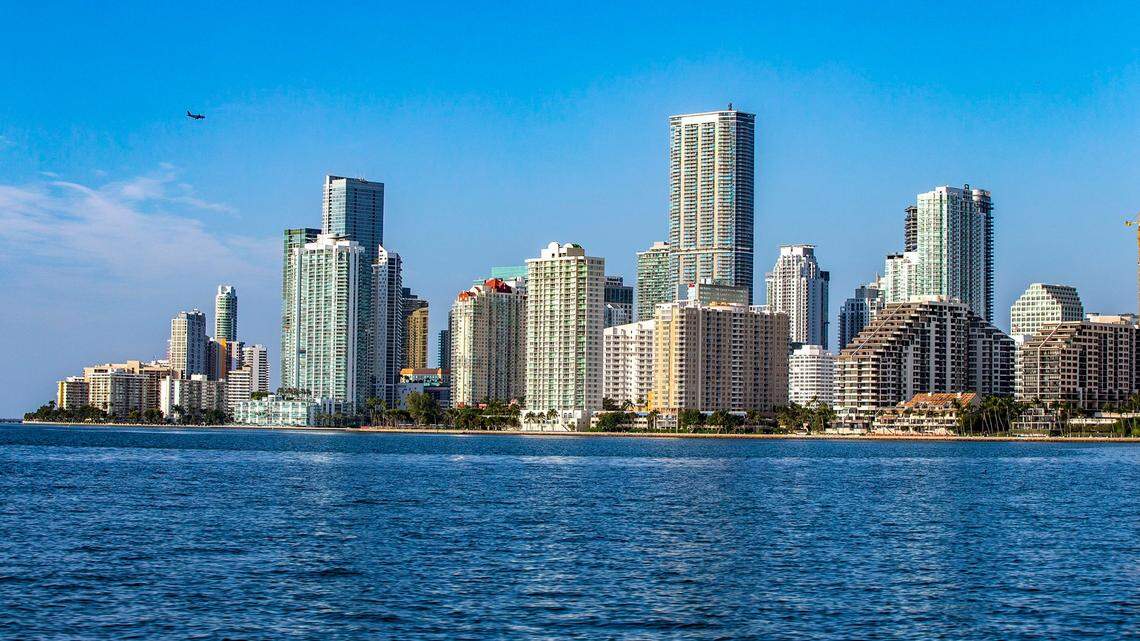 Silicon Valley Bank, which collapsed and Friday was shut down by federal banking officials, had opened a branch in 2021 in Miami’s Brickell financial district. The area is seen here in a skyline view two months ago.