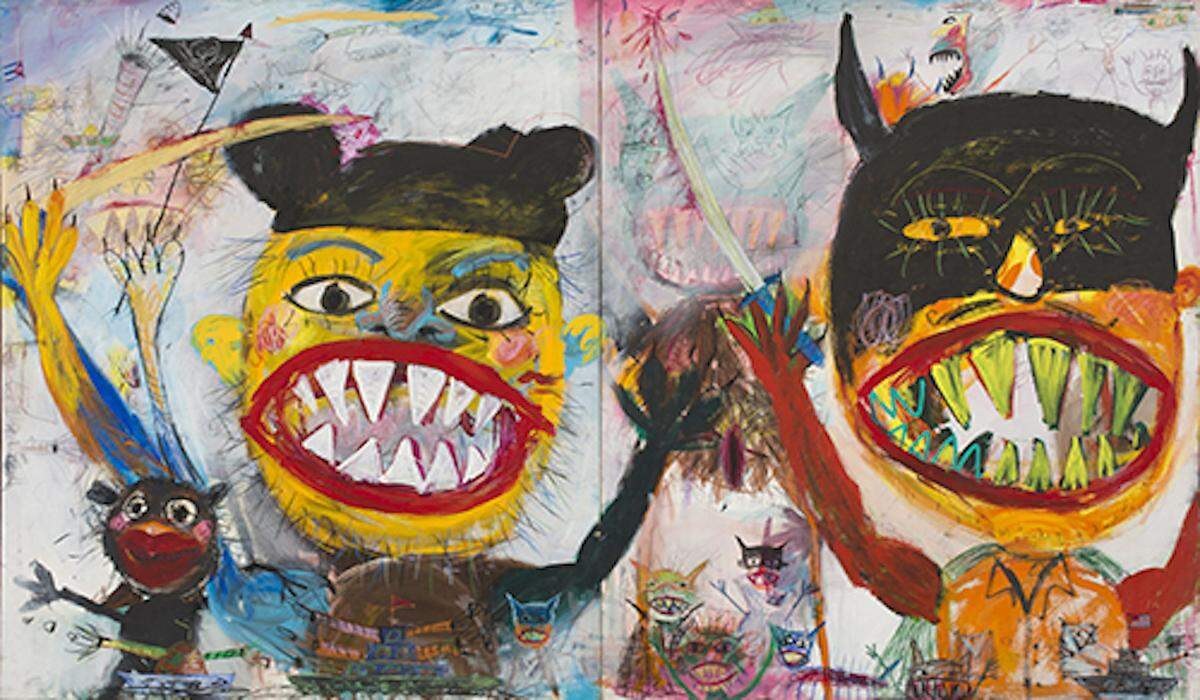 “Monsters That Will Prevent People Like Sydney Tillim From Becoming Famous Artists”, 1976, de Pedro Pérez. Óleo sobre lienzo, 60 x 96 pulgadas. Pertenece al NSU Art Museum Fort Lauderdale, un regalo de Eric Green y Jock Truman. Estará en este espacio para exhibiciones de la producción Pérez, en Design Distrist.