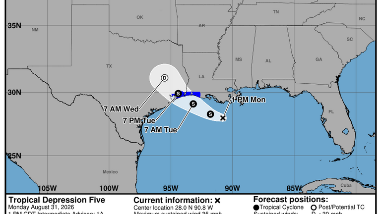 Se forma la depresión tropical cinco en el Golfo. Texas y Louisiana están en alerta