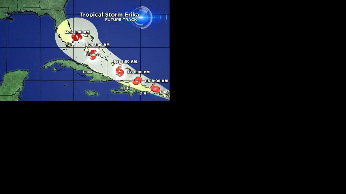 El último boletín del Centro Nacional de Huracanes (CNH) de Estados Unidos señala que Erika mantiene su desarrollo por el Atlántico con vientos de 50 millas por hora y se espera que pase cerca del noreste de Puerto Rico durante la jornada.