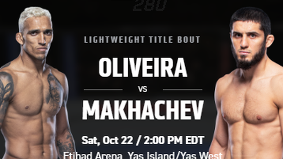 Charles Oliveira (izq.) ha llegado a Abu Dhabi antes de su esperado enfrentamiento por el título ligero contra Islam Makhachev la próxima semana en la UFC 280, que desde ya es una de las carteleras más esperadas de todos los tiempos en la historia de la empresa.