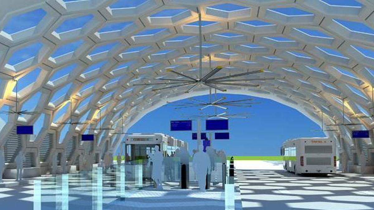 A rendering of a proposed “rapid-transit” bus station along the South Dade busway. There would be 14 of them under Miami-Dade Mayor Carlos Gimenez’s plan to create a line of express buses designed for group boarding and advanced ticket sales to connect the southern end of Metrorail to Florida City.