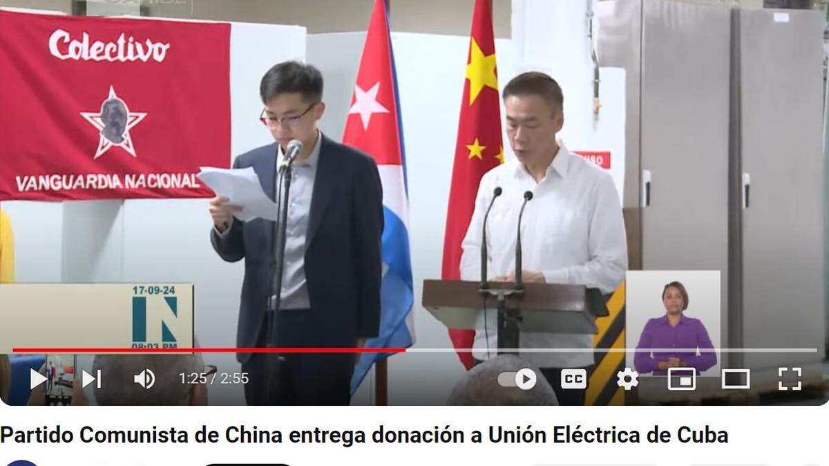 Una representación del Partido Comunista de China entregó a Cuba un donativo de 10 generadores para aliviar los apagones en la isla.