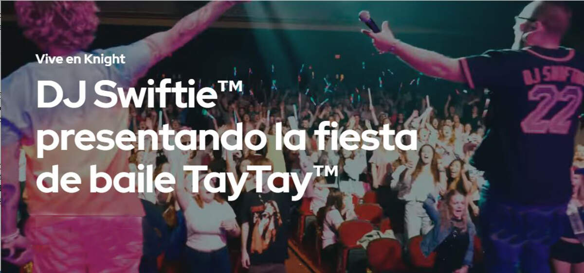 Vive en Knight, DJ Swiftie™ presentando la fiesta de baile TayTay™, en el Adrienne Arsht Center.