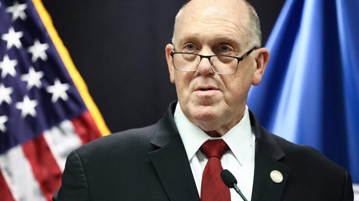 White House 'border czar' Tom Homan speaks during a press conference at the Bishop Henry Whipple Federal Building in Minneapolis, Minnesota, on February 4, 2026. Homan on Wednesday announced the removal of 700 immigration enforcement personnel from Minnesota after weeks of operations and the fatal shooting of two protesters that sparked outrage. Homan said the move would take effect "immediately," citing increased cooperation with local authorities, without specifying whether they would be taken out of the city of Minneapolis or elsewhere in the state. (Photo by CHARLY TRIBALLEAU / AFP via Getty Images)