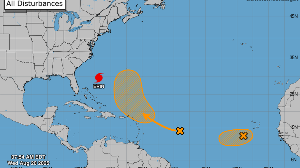 Aumenta la posibilidad de formación de dos depresiones tropicales en el Atlántico.