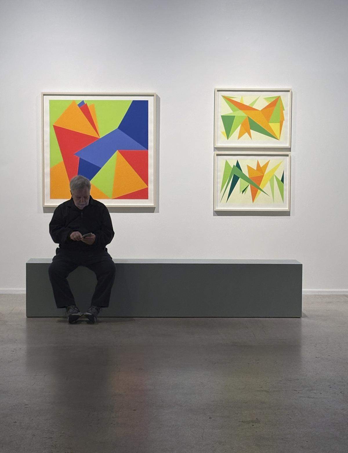 Obras en sala de la exposición “paper. color. lines” de Karen Rifas en LnS Gallery, Miami.