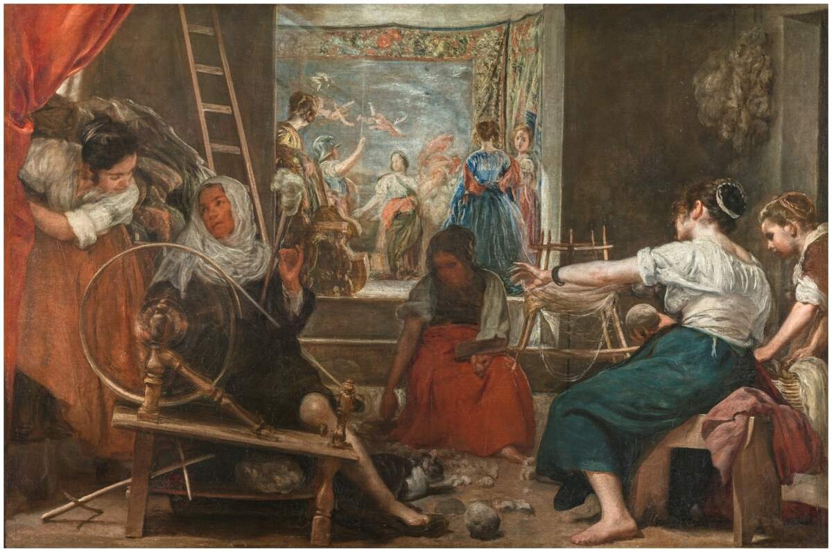 ‘Las hilanderas o la fábula de Aracne’, (c. 1655 y 1660), Diego Rodríguez de Silva y Velázquez, óleo sobre lienzo.