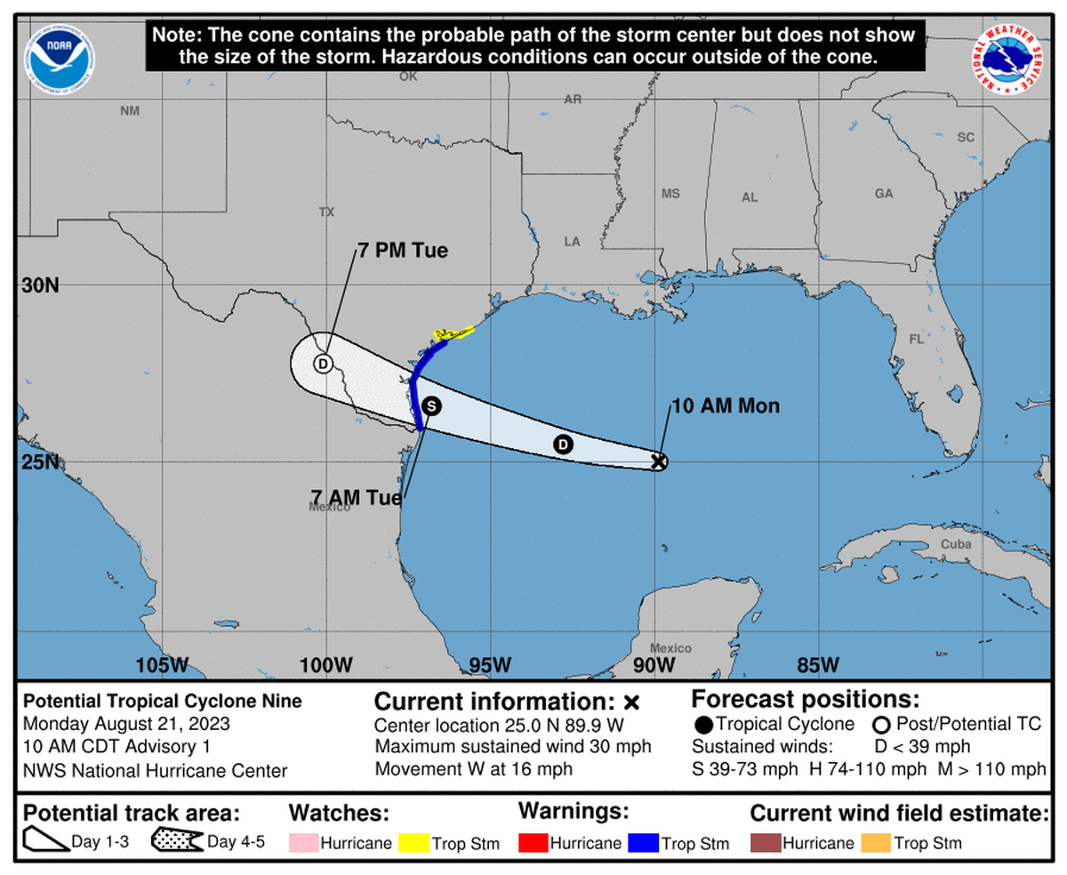 El sur de Texas está bajo alerta de tormenta tropical por el posible ciclón nueve.