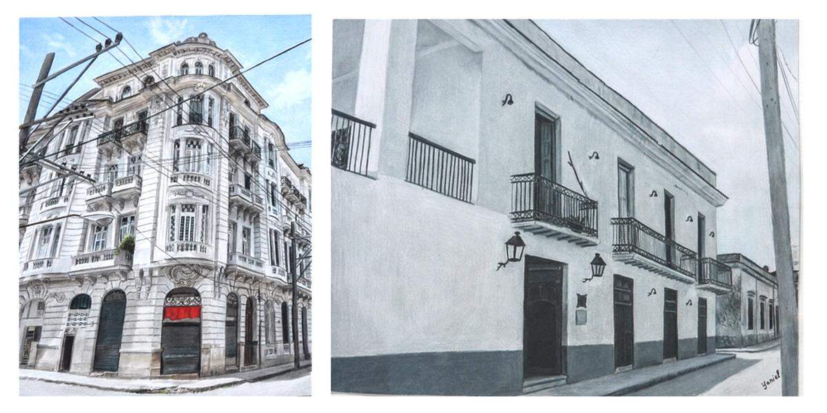 Obra de Yaniel Agrafojo Sánchez quien reproduce imágenes antiguas, generalmente fotografías en blanco y negro.