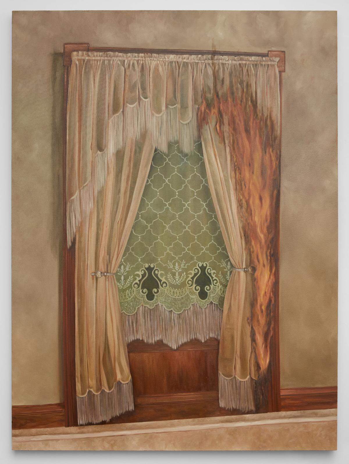 ‘Incendi’, 2023, óleo sobre lino, 65 x 48 pulgadas.