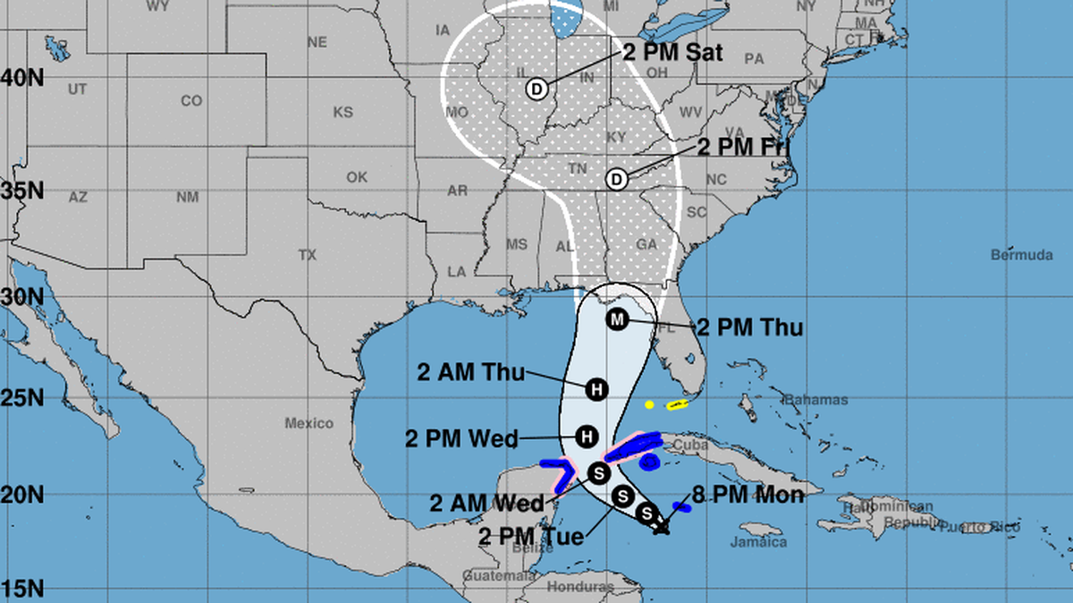 El Centro Nacional de Huracanes emitió una vigilancia de tormenta tropical para Dry Tortugas y la parte baja de los Cayos de Florida el 23 de septiembre de 2024.