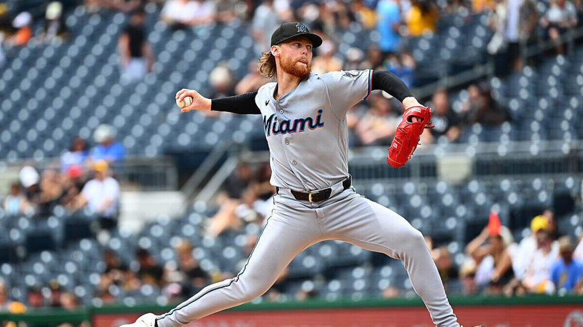 El abridor de los Marlins Max Meyer lanzó seis entradas y permitió una carrera a la tanda de los Piratas, en el partido celebrado el 14 de junio de 2026 en el PNC Park de Pittsburgh, Pennsylvania.