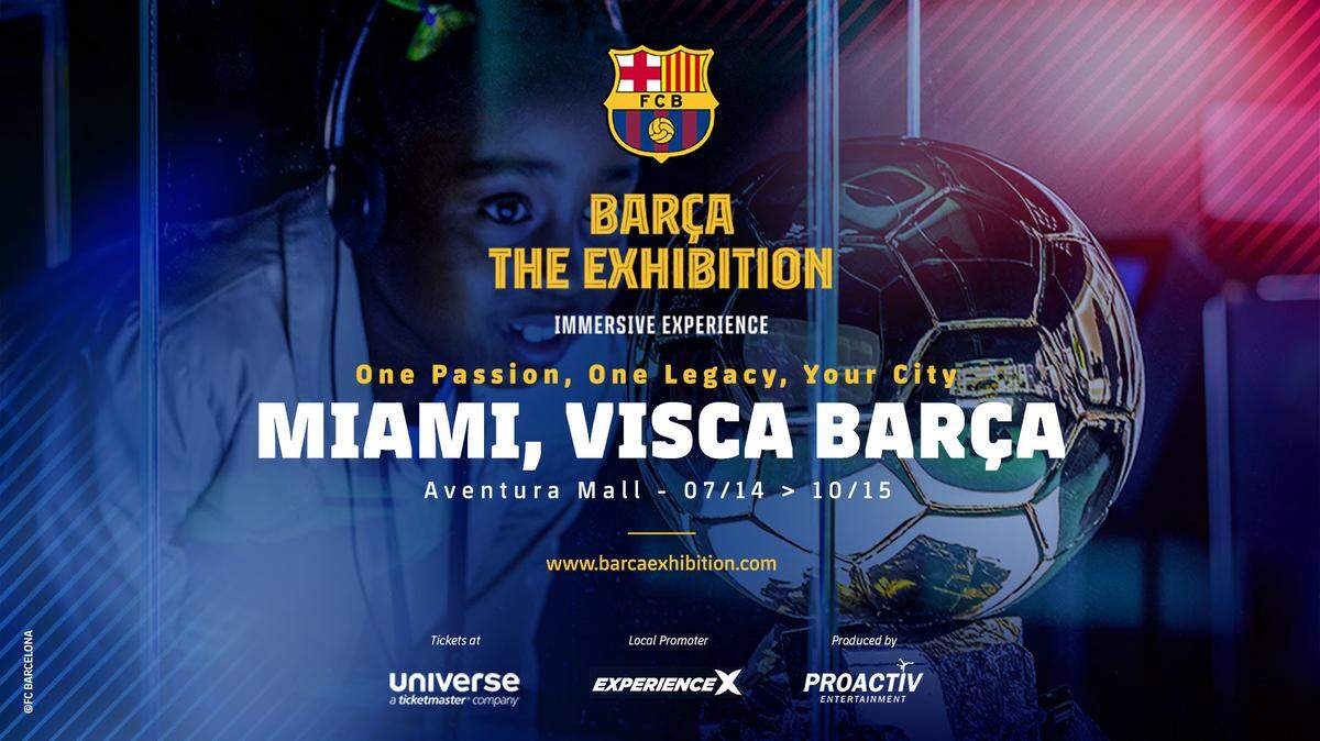 Cartel de la exhibición del Barça en MIami.