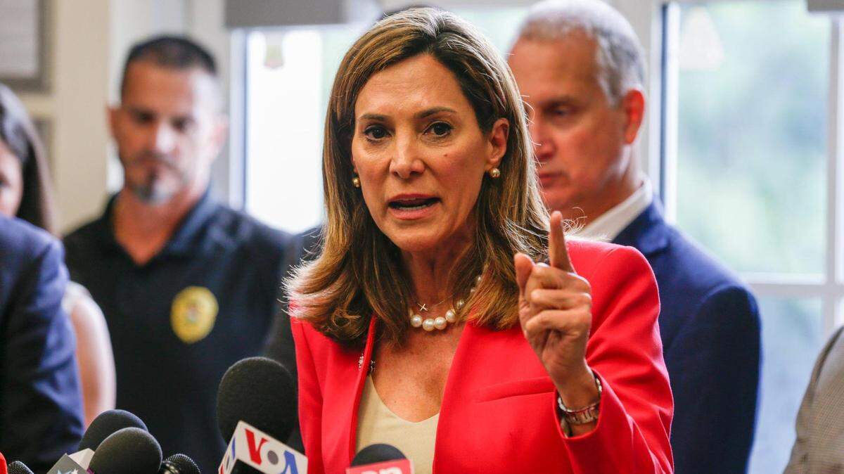 U.S. Rep. Maria Elvira Salazar, of Florida’s 27th Congressional District, during a press conference in Hialeah Gardens on Aug. 5, 2021.