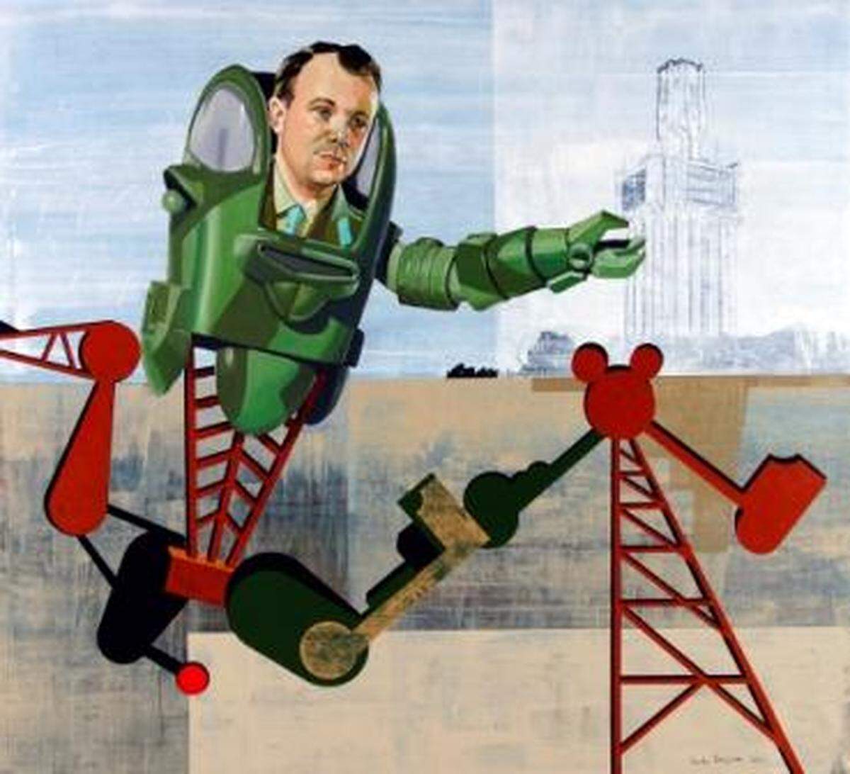 ‘Sueño de Yuri Gagarin’, 2010, de Néstor Arenas. Técnica&nbsp;mixta sobre lino, 56 x 60 pulgadas.