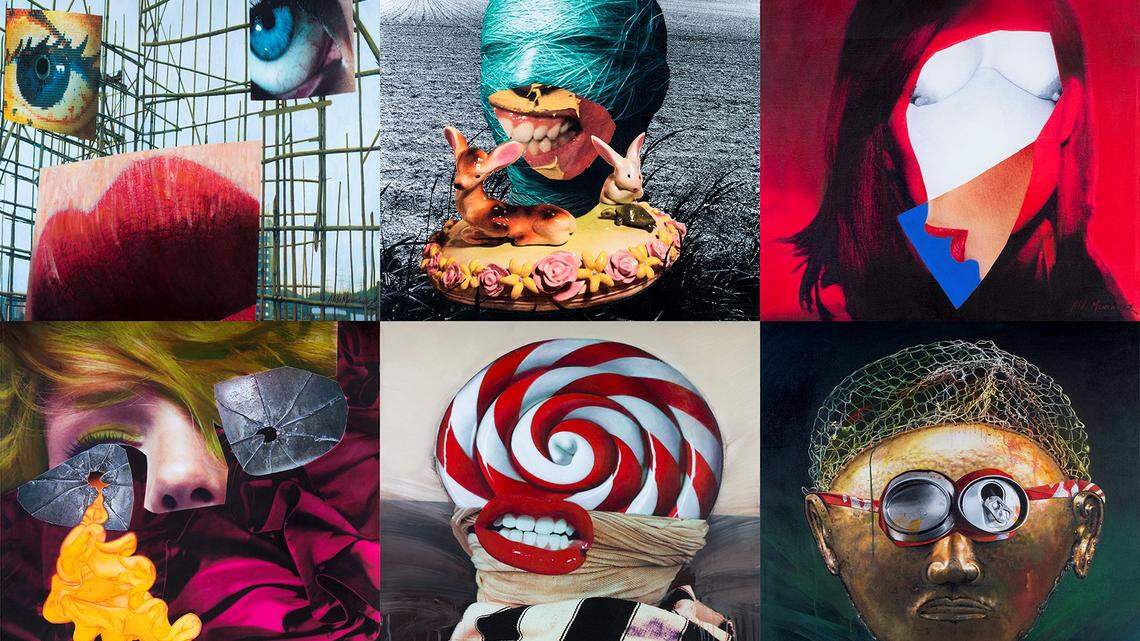 Instalación ‘Retratos en chino’, 2010-2019, fragmento, técnica mixta, acrílico sobre tela.