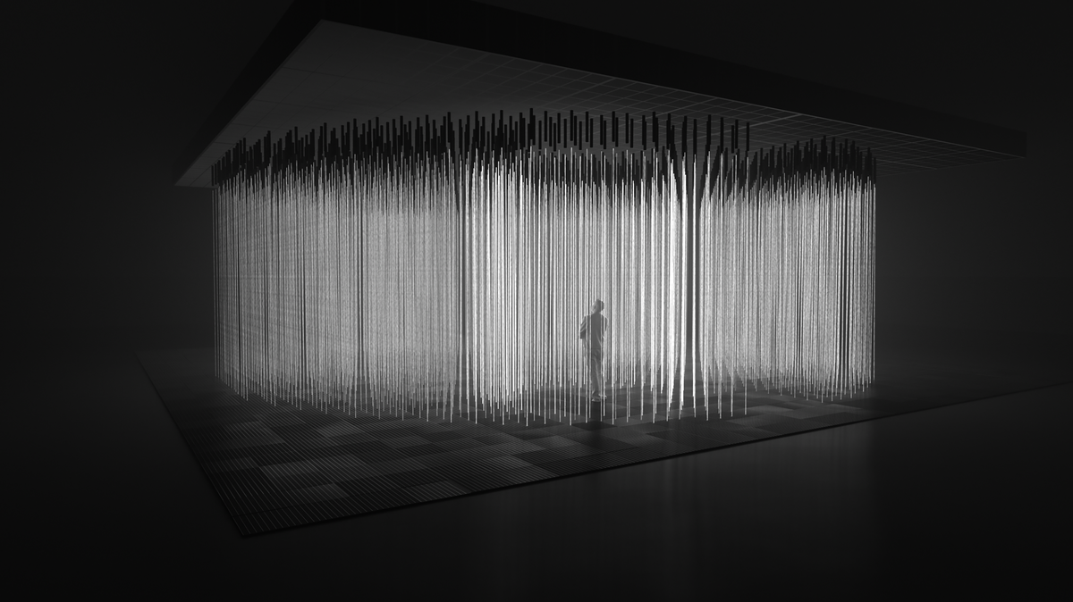 Obra del colectivo de artistas Random International Living Room en Faena Art en Miami Beach.