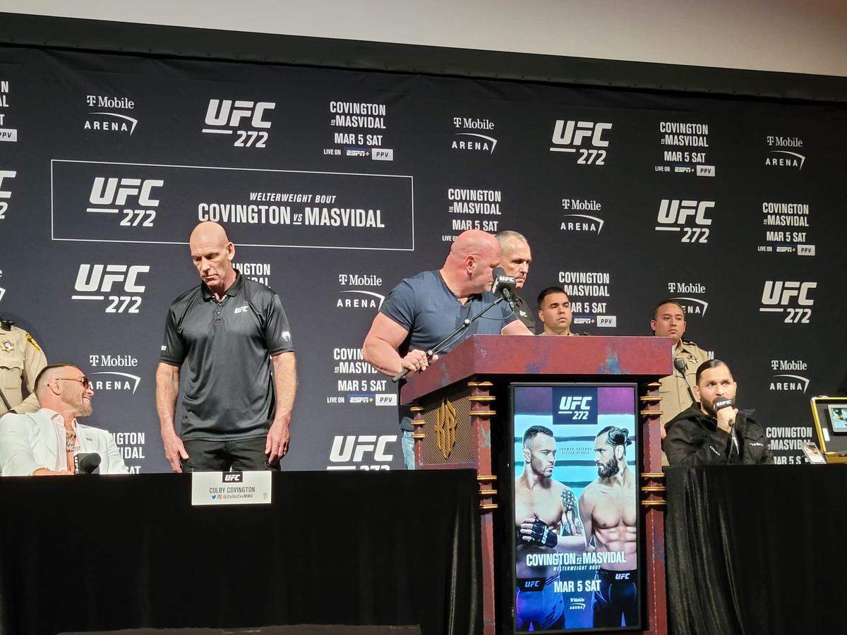 Todos sabían que el más mínimo error convertiría la conferencia de prensa de la UFC 272 en una batalla, en un desastre que Dana White y su alto mando no podía permitirse cuando se trataba de Jorge Masvidal y Colby Covington.