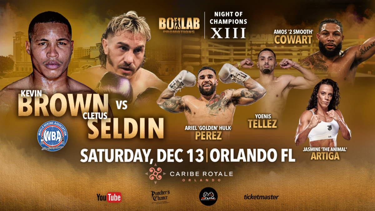 Boxlab Promotions prepara otra noche inolvidable para cerrar el 2025 por todo lo alto. La empresa anunció oficialmente la cartelera completa de su evento “Night of Champions XIII”, que tendrá lugar el sábado 13 de diciembre en el prestigioso Caribe Royale Resort de Orlando, Florida