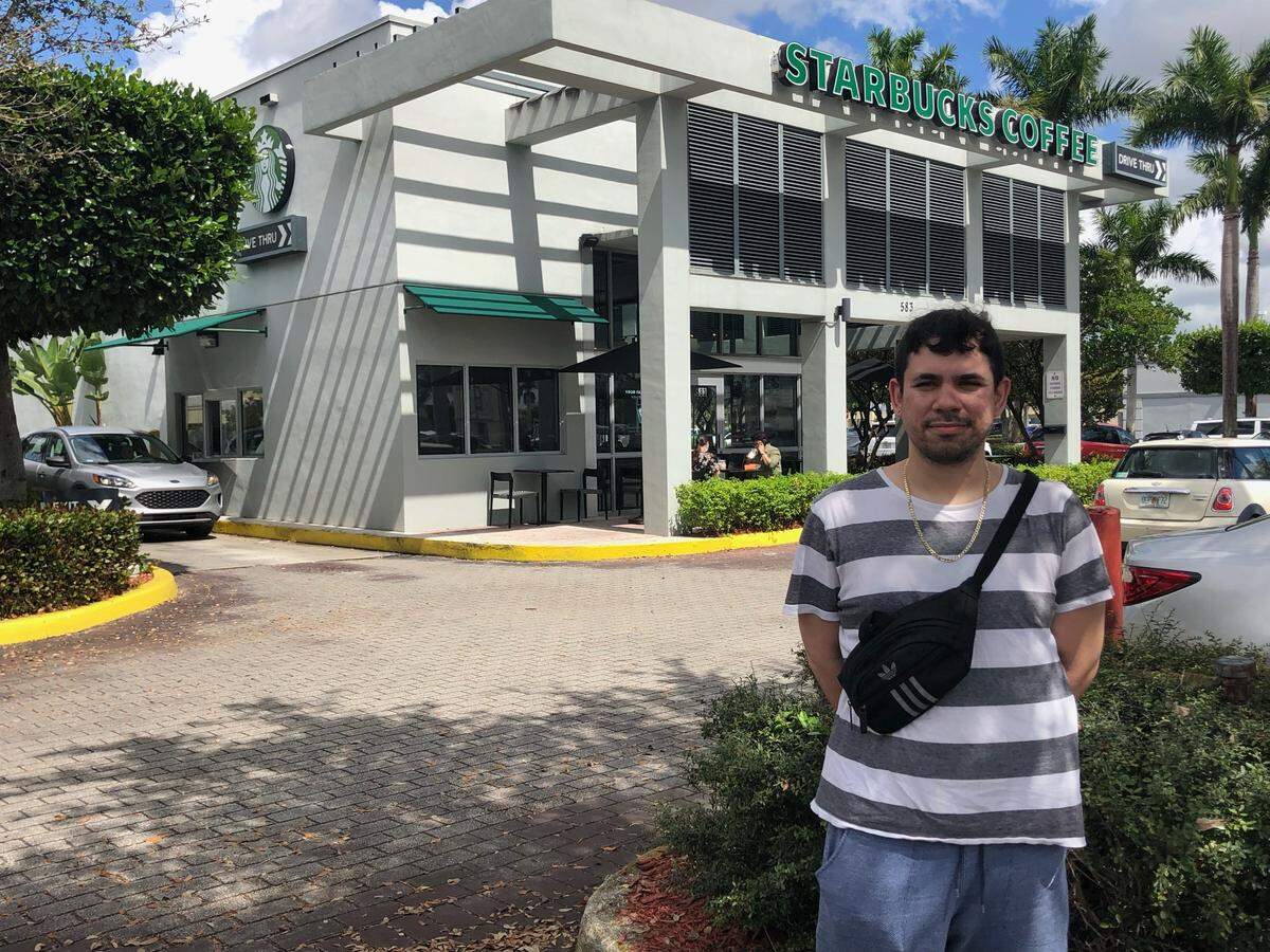 William Suarez, night shift supervisor and leader of the union movement at Starbucks in Hialeah