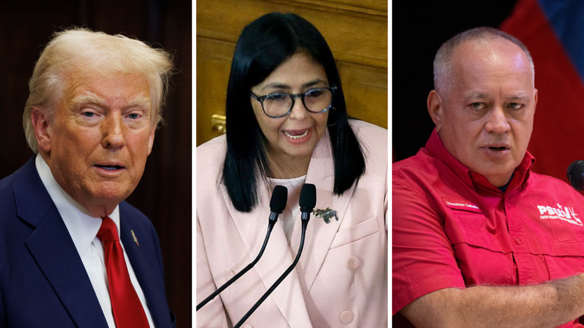 Tras la captura de Nicolás Maduro, la líder interina de Venezuela, Delcy Rodríguez, enfrenta la presión del presidente de EEUU, Donald Trump, y del chavismo duro representado por Diosdado Cabello (der.), en una transición frágil, marcada por amenazas y potenciales traiciones.