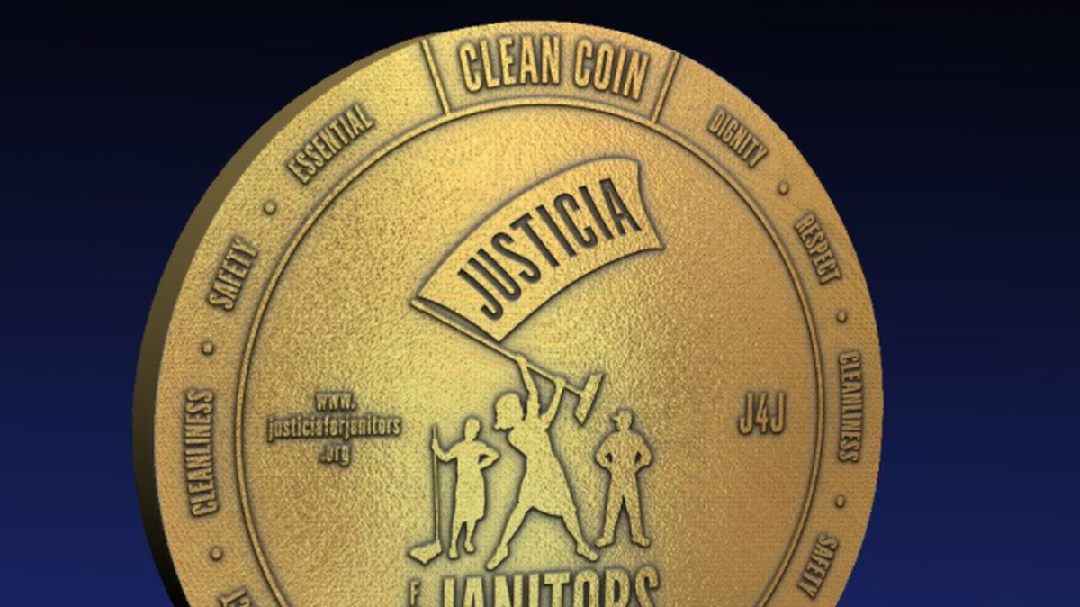 Un centenar de trabajadores de limpieza de Miami, Florida, mostraron este lunes su propia criptomoneda, el simbólico “Cleancoin”, para protestar por lo “infravalorados” que están en el ámbito de la “semana de acción” nacional que este año marca el trigésimo primer aniversario del Día de la Justicia para los Conserjes.