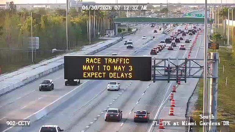 Alerta de tráfico: Calles cerradas, obras de construcción y la posible presencia de Trump en el Grand Prix de Miami