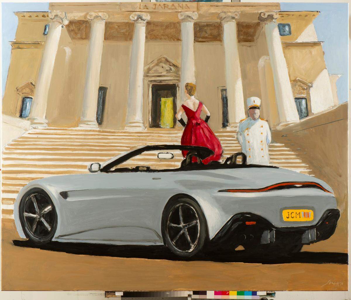‘Late for Lunch at La Jarana Palace’, 2022, óleo sobre lienzo, 60 x 72 pulgadas.