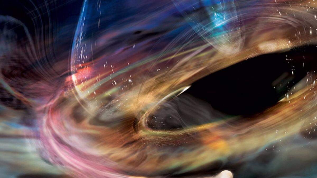 13/01/2025 En esta representación artística, una corriente de materia sigue a una enana blanca que orbita dentro del disco de acreción más interno que rodea al agujero negro supermasivo de 1ES 1927.
   